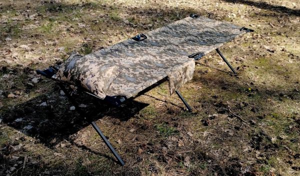 Раскладушка НАТО 196x66 с подушкой, карманом, для военных полевая, мультикам, вес 10,1 кг